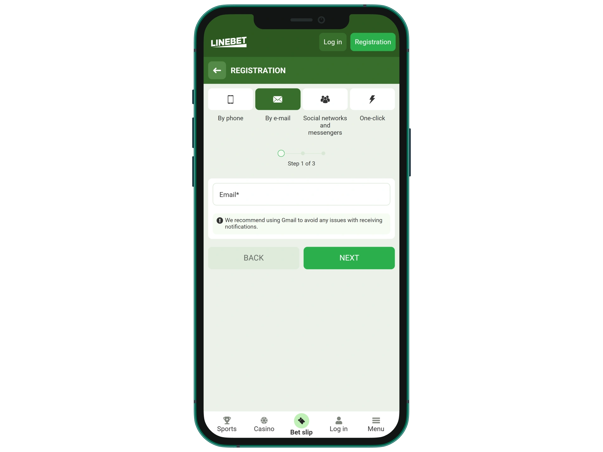 Pass a quick registration of your Linebet account.