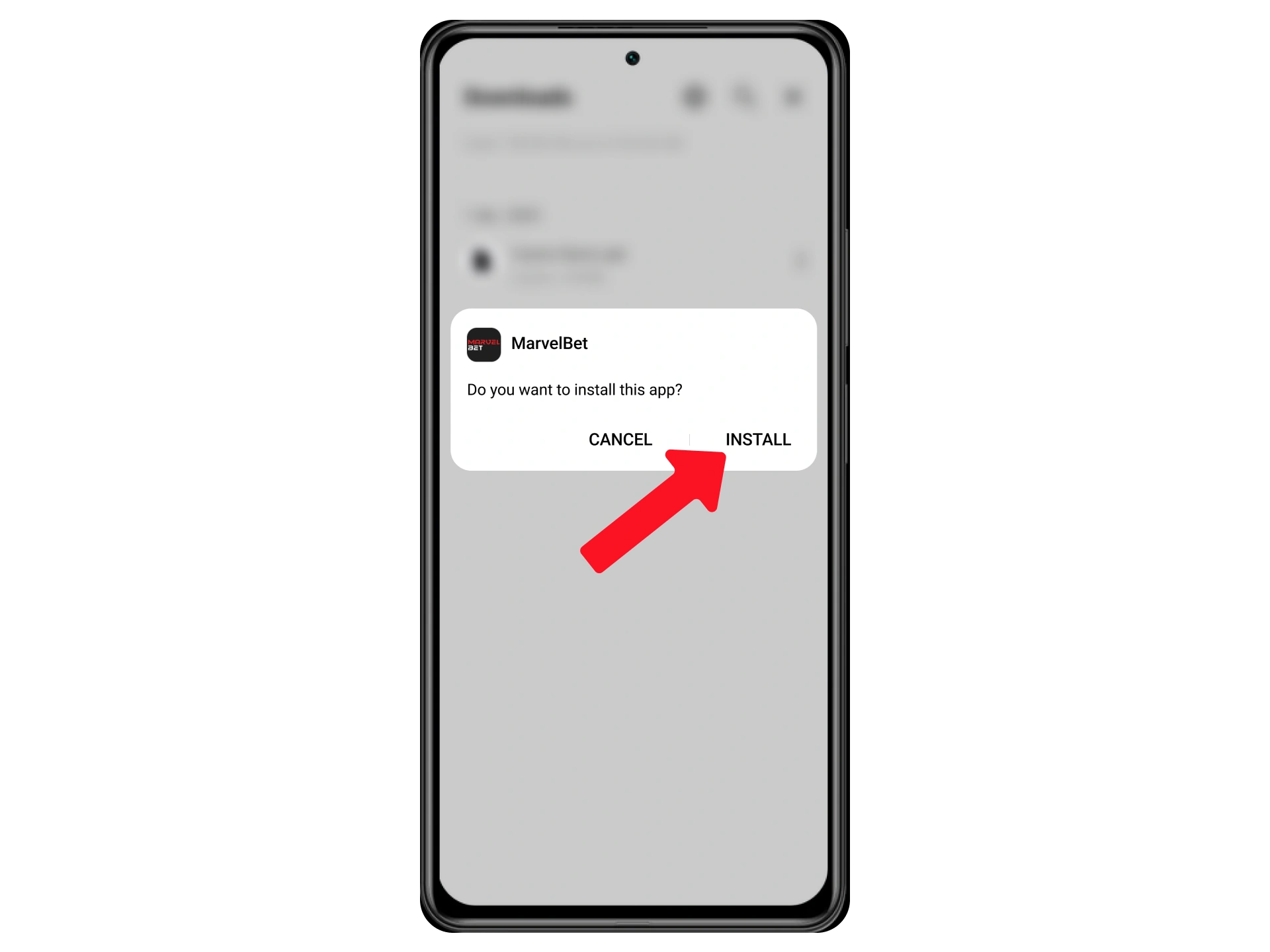 Confirm the installation of the Marvelbet app.