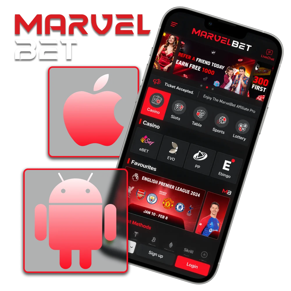 Check out the Marvelbet apps for Android and iOS and download them.