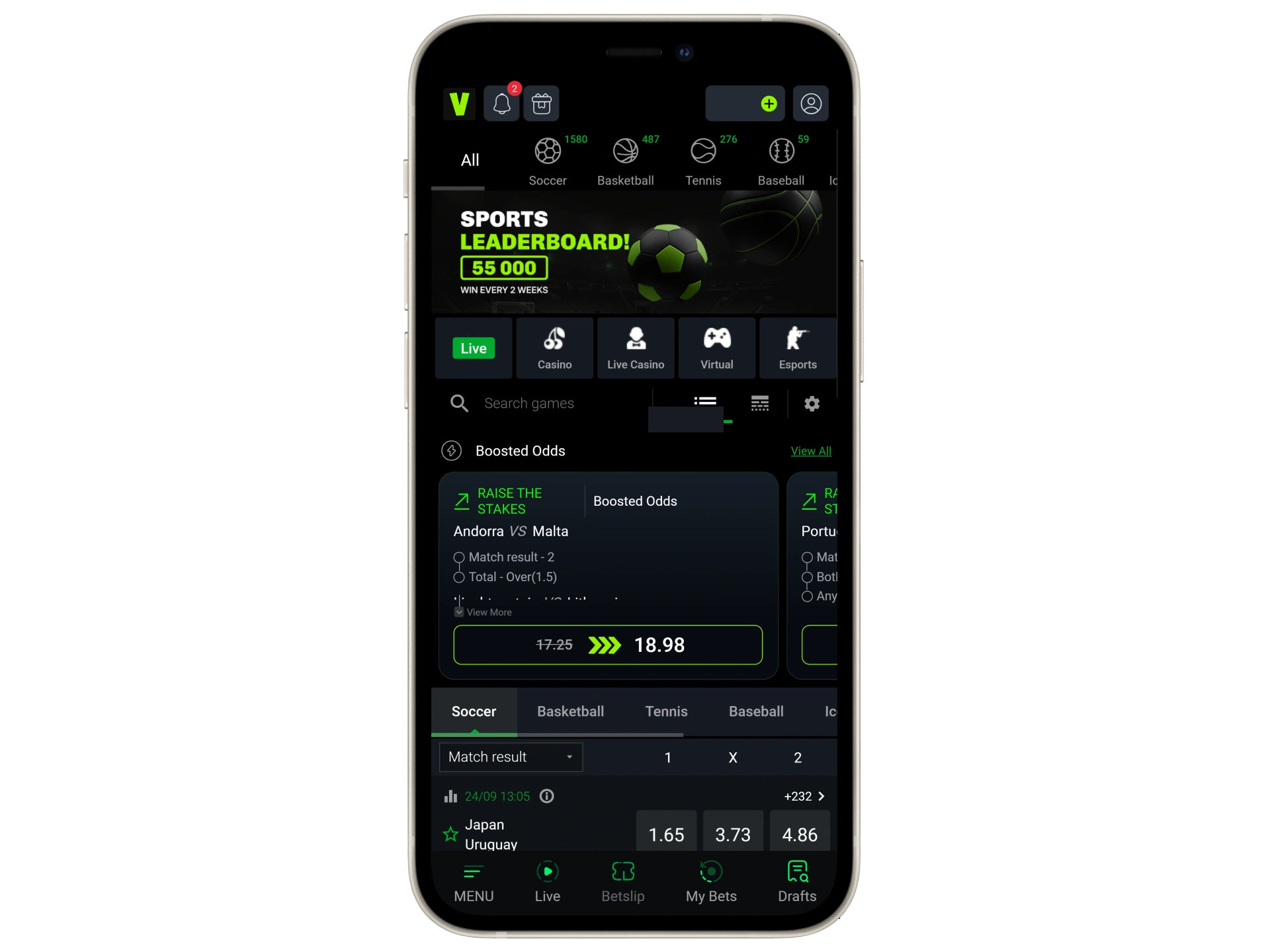 Start betting at Velobet on your iOS mobile device.