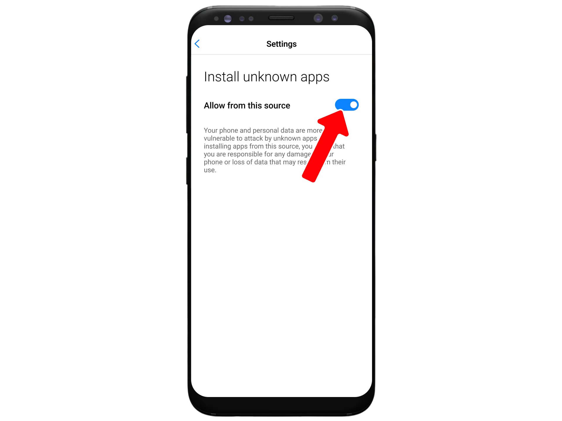 Enable the necessary settings for Android apps to install X2Casinos.