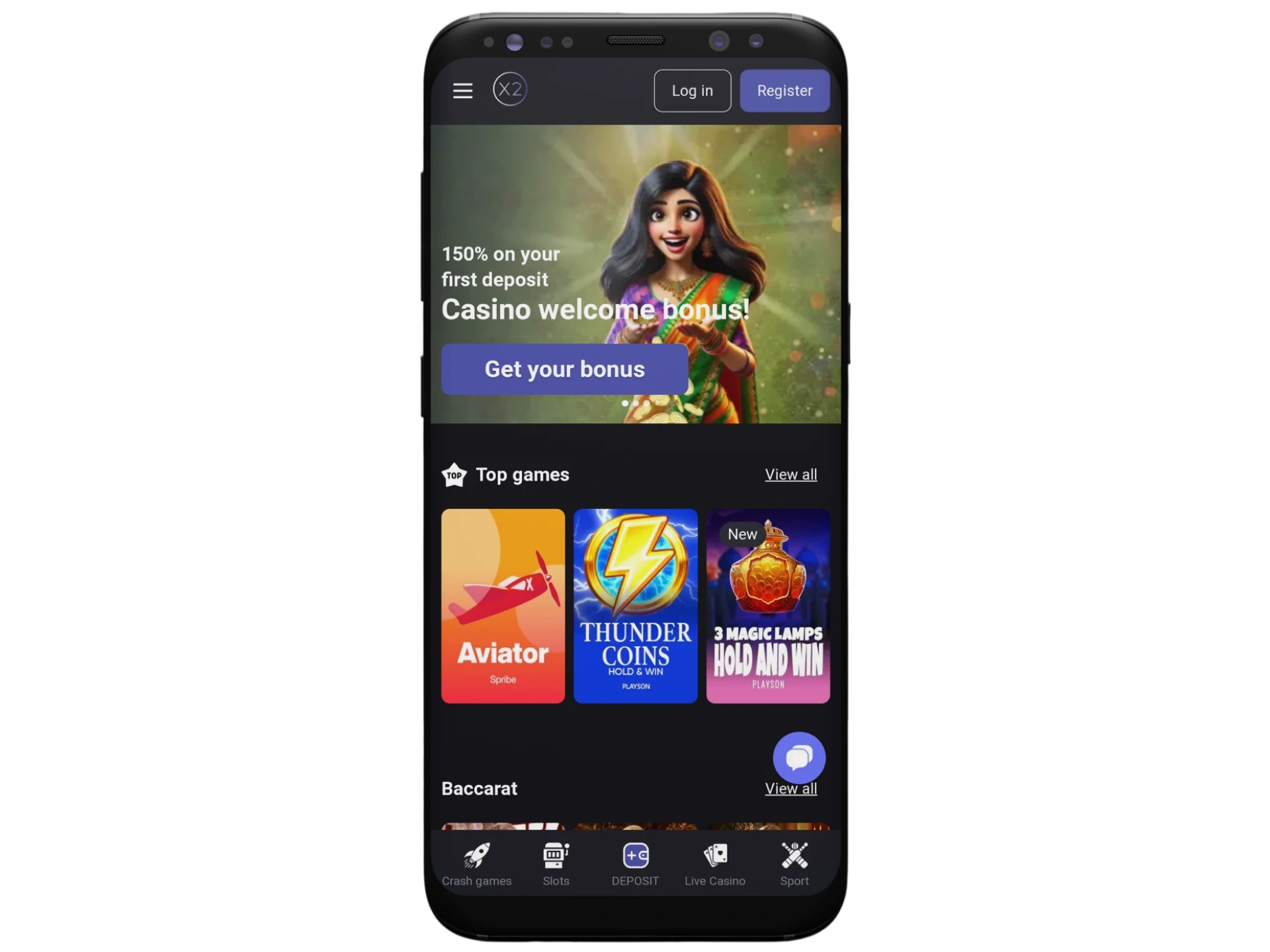 Go to the X2Casinos platform for the Android app.